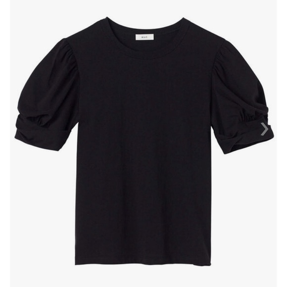 A.L.C. Black Puff Sleeve Karina Tee MSRP $135 size Medium EUC minimalist - Picture 1 of 5